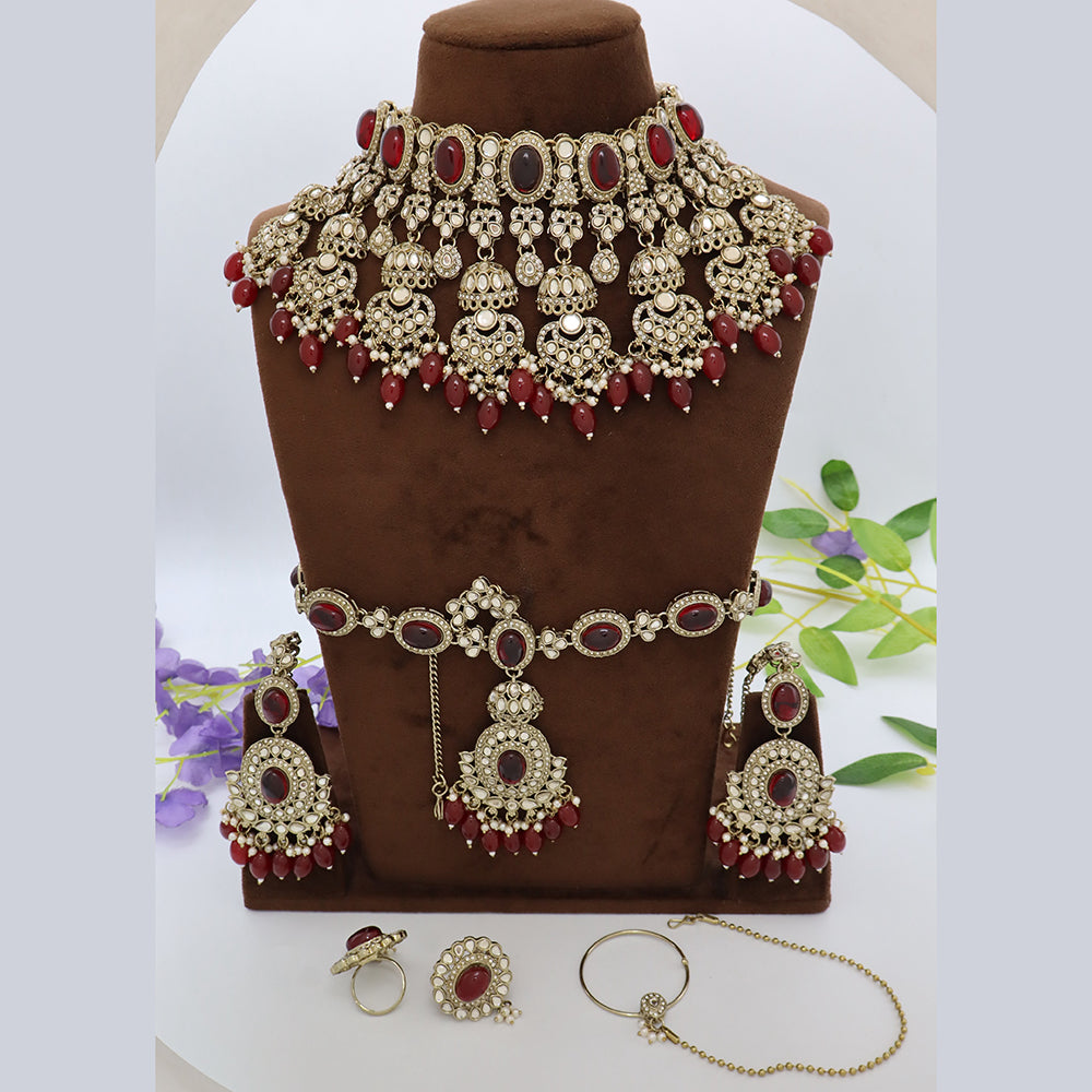 Manisha Jewellery Austrain And Pota Stone Semi Bridal Set Perfect For Pre Wedding Functions And Celebrations