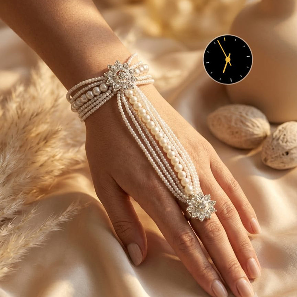 Manisha Jewellery Gorgeous Austrian Stone And Pearl Hath Phool / Hath Panja