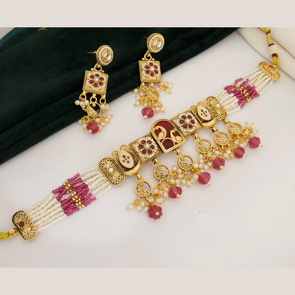 Manisha Jewellery Designer Pota Stone And Beads Choker Necklace Set
