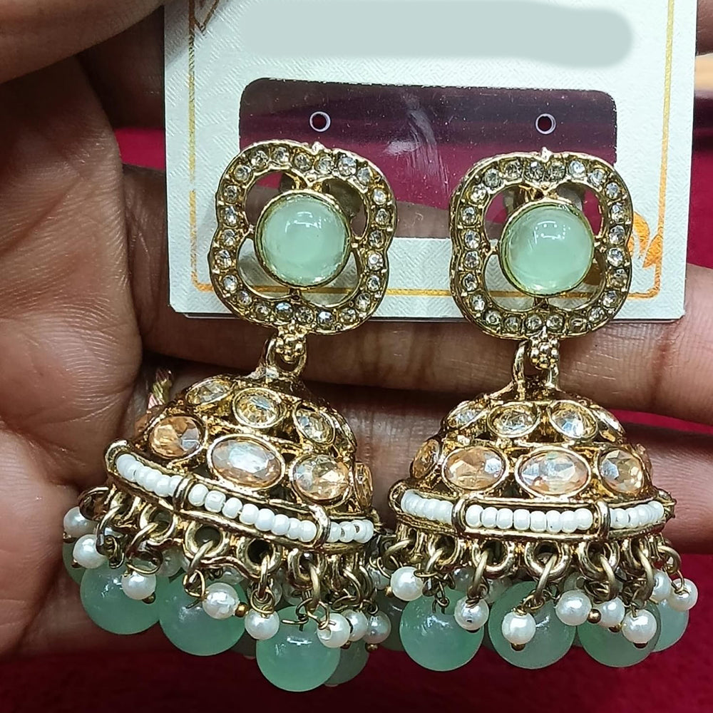Manisha Jewellery Statement Pota Stone And Beads Jhumki Earrings
