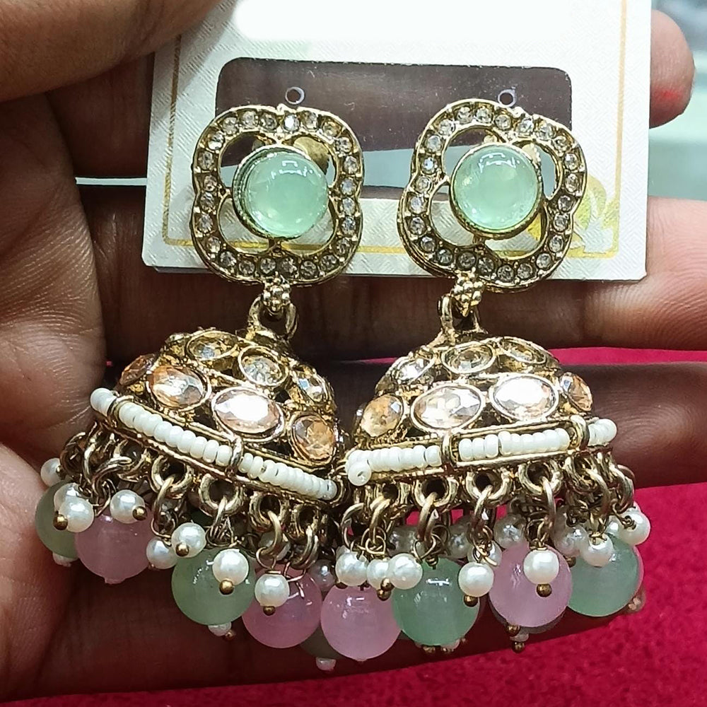 Manisha Jewellery Statement Pota Stone And Beads Jhumki Earrings