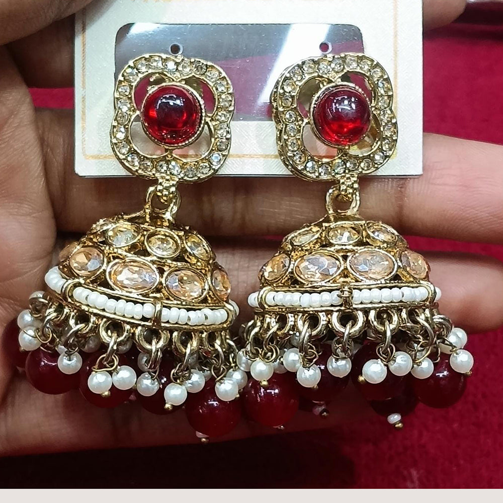 Manisha Jewellery Statement Pota Stone And Beads Jhumki Earrings