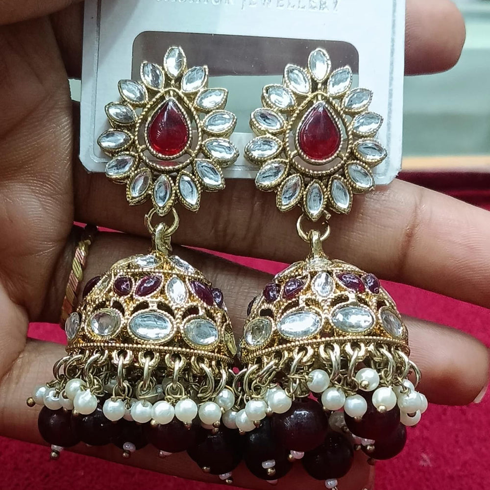 Manisha Jewellery Statement Pota Stone And Beads Jhumki Earrings