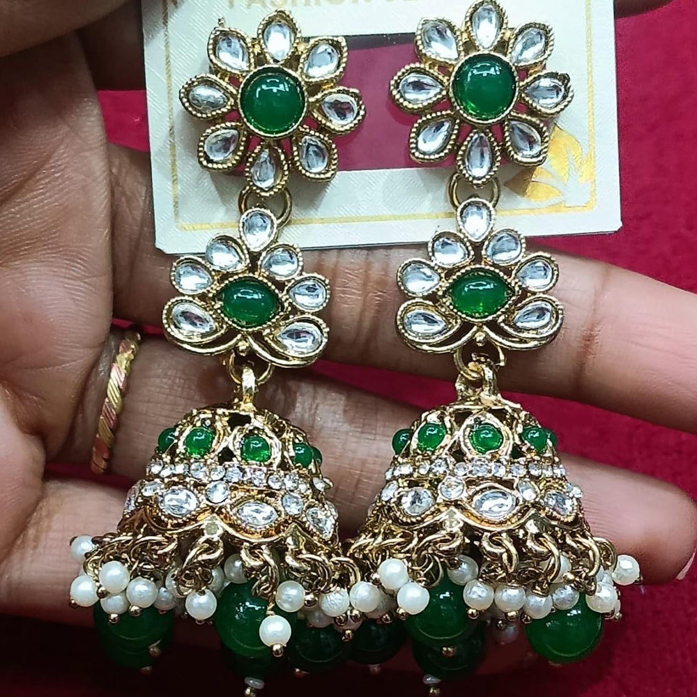 Manisha Jewellery Statement Pota Stone And Beads Jhumki Earrings