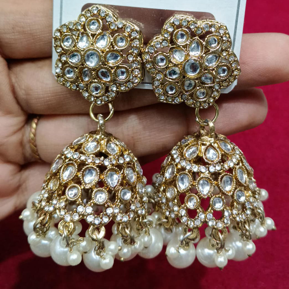Manisha Jewellery Statement Pota Stone And Beads Jhumki Earrings