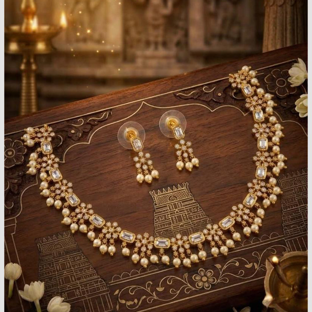 Manisha Jewellery Designer Austrian Stone And Pearl Necklace Set