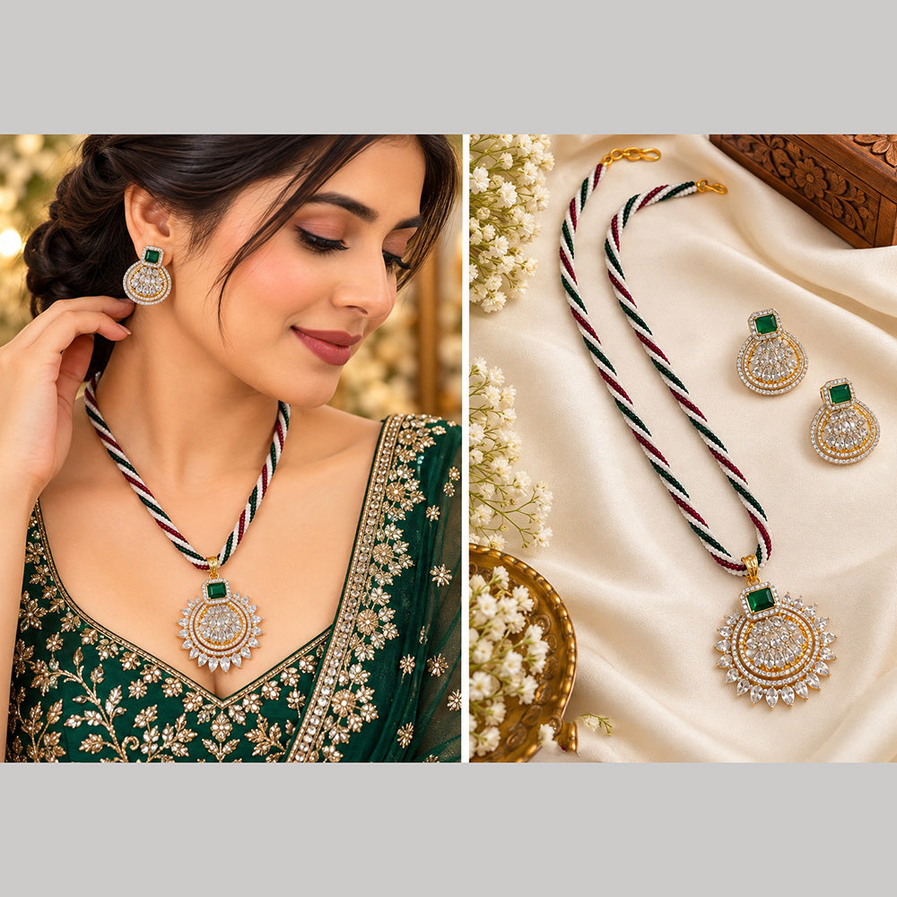 Manisha Jewellery Royal Crystal Stone And Pearl Necklace Set