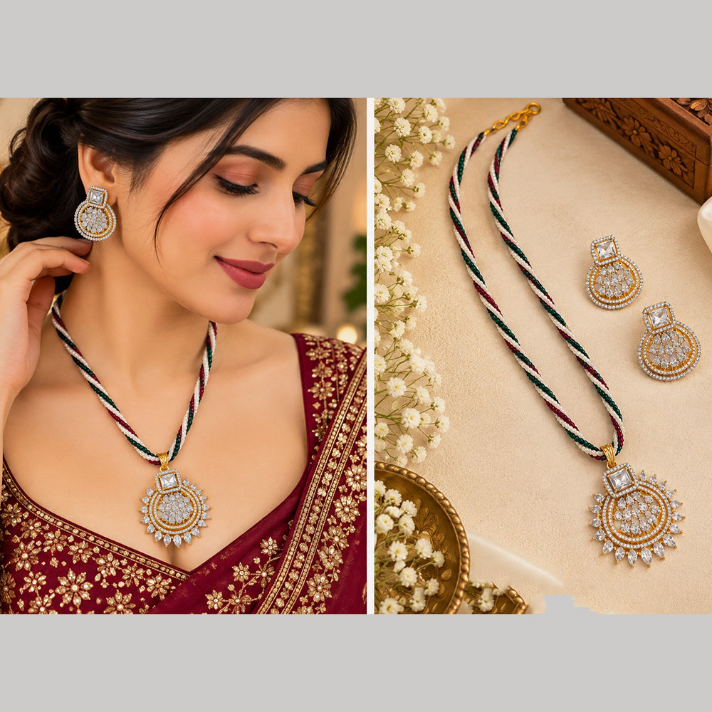 Manisha Jewellery Royal Crystal Stone And Pearl Necklace Set