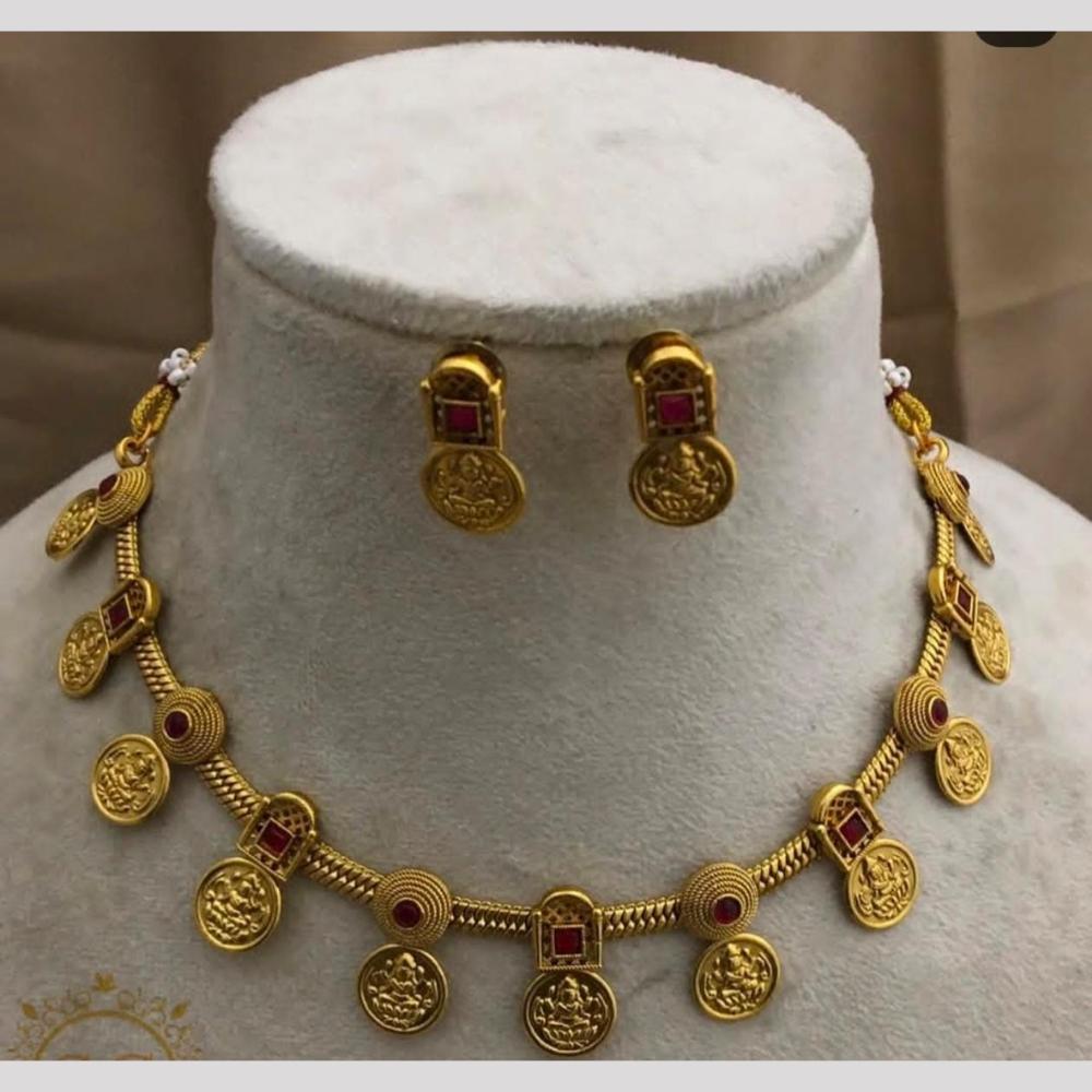 Lucentarts jewellery Traditional Gold-Toned Pota Necklace Featuring Goddess Lakshmi