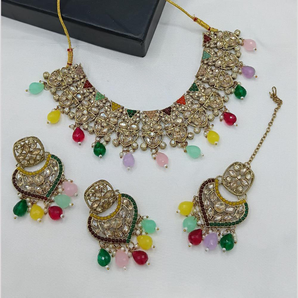 Lucentarts Jewellery Traditional Kundan & Beaded Necklace Set