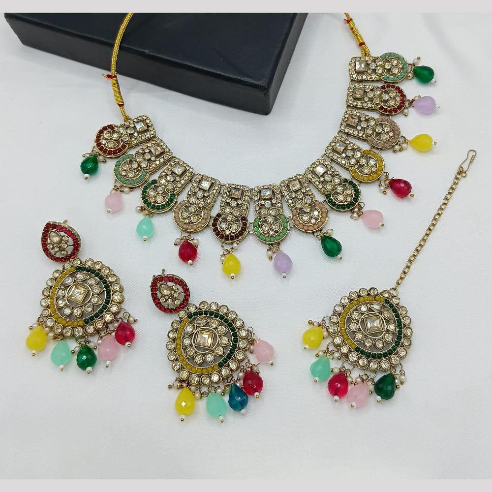 Lucentarts Jewellery Ethnic Kundan Beads Necklace Set