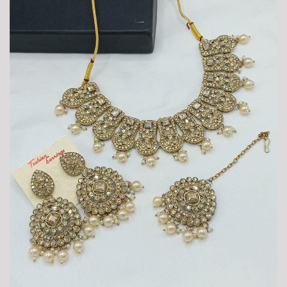Lucentarts Jewellery Ethnic Kundan Beads Necklace Set