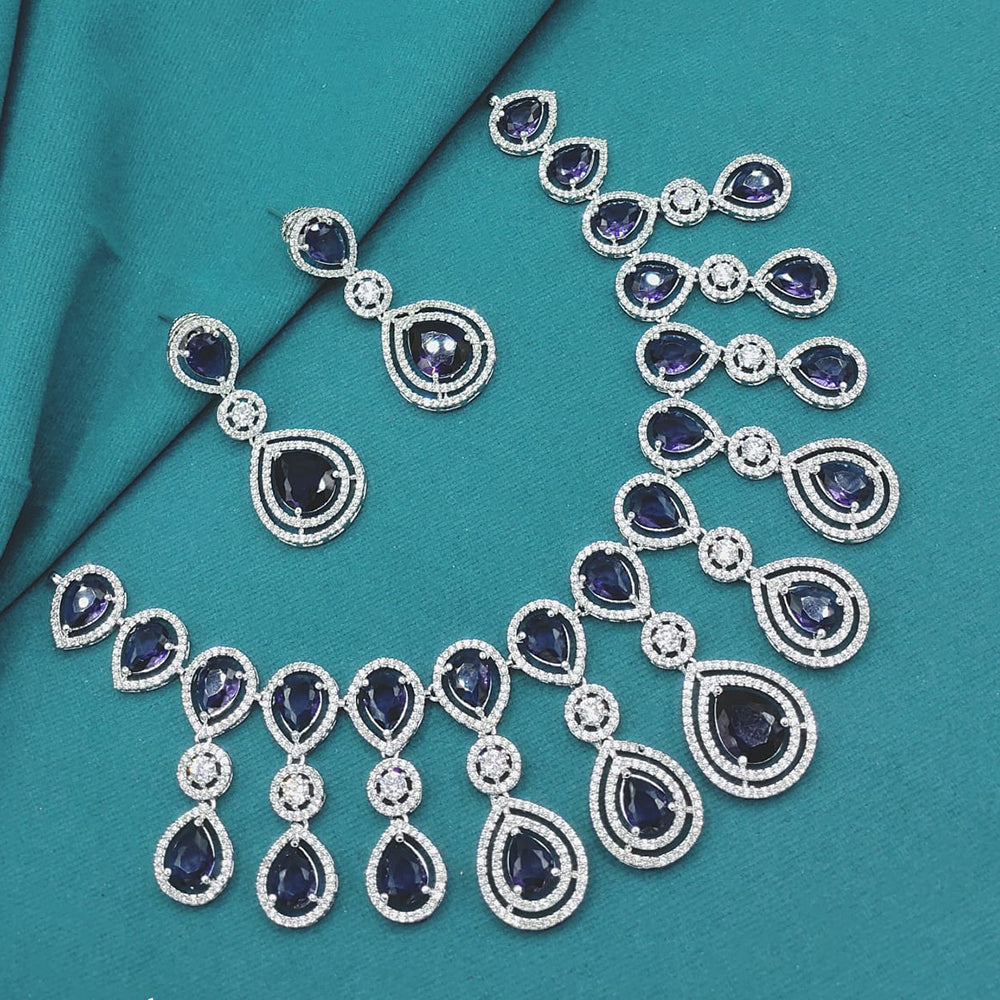 Lucentarts Jewellery Designer American Diamond Necklace Set
