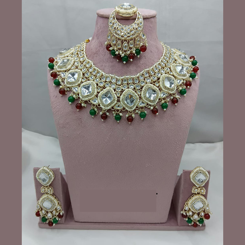 Lucentarts Jewellery Ethnic Royalty Kundan And Pearl Necklace Set For Bride And Festive Looks