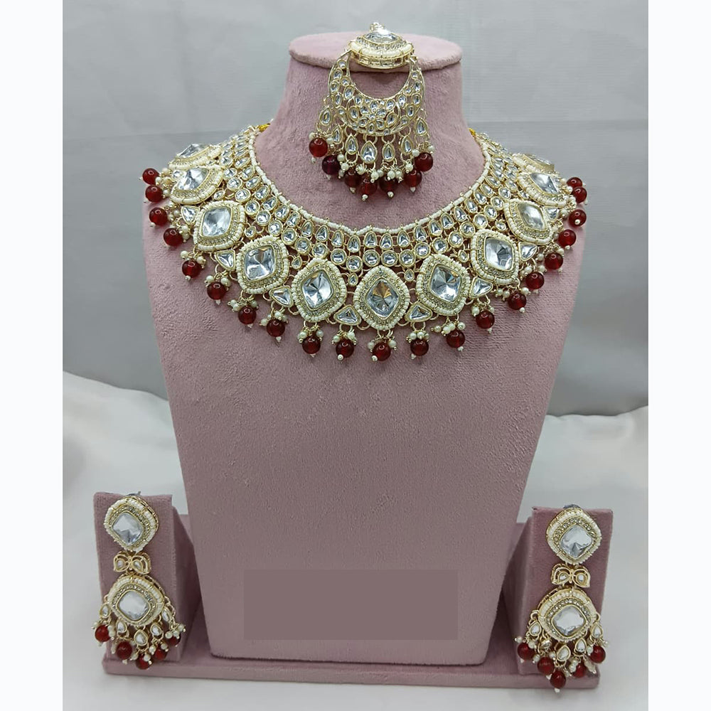Lucentarts Jewellery Ethnic Royalty Kundan And Pearl Necklace Set For Bride And Festive Looks