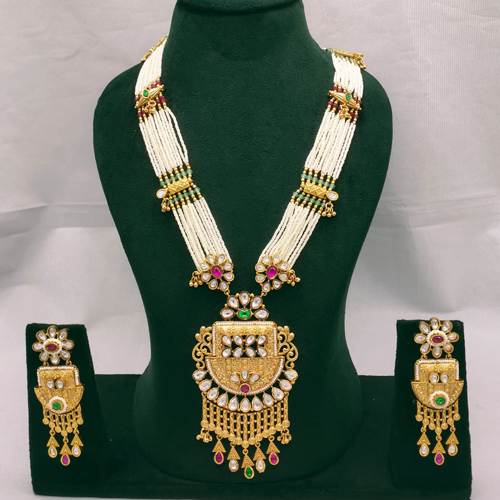 Lucentarts Jewellery Kundan Stone And Pearl Long Necklace Set