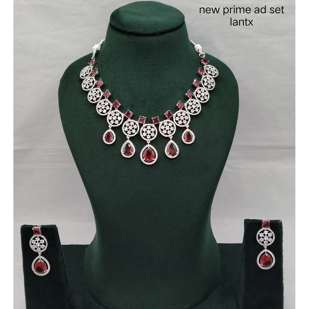 Lucentarts Jewellery Grand Luxury American Diamond Sparkle Necklace Set