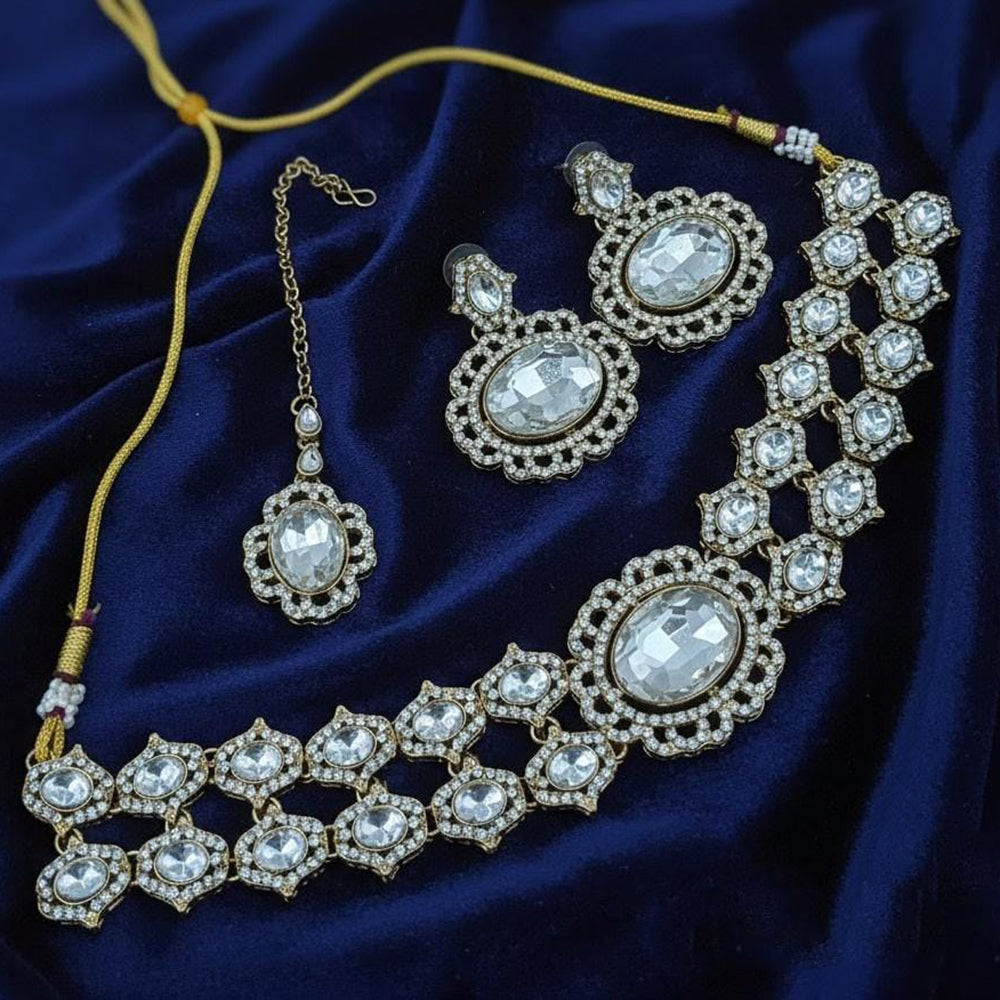 Lucentarts Jewellery Graceful Pota Stone And Austrian Stone Choker Necklace Set