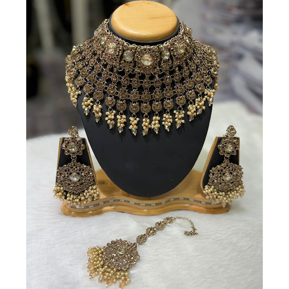 Lucentarts Jewellery Graceful Austrian Stone And Pearl Choker Necklace Set