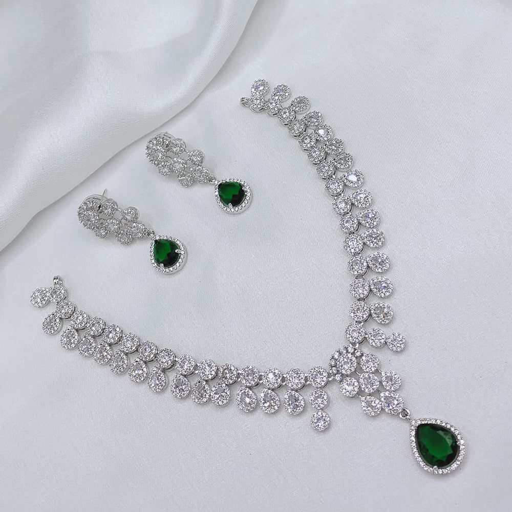 Lucentarts Jewellery Sparkling American Diamond Necklace Set