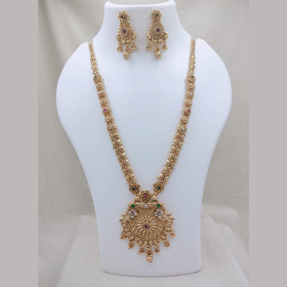 Lucentarts Jewellery Traditional Pota Stone And Pearl Designer Long Necklace Set