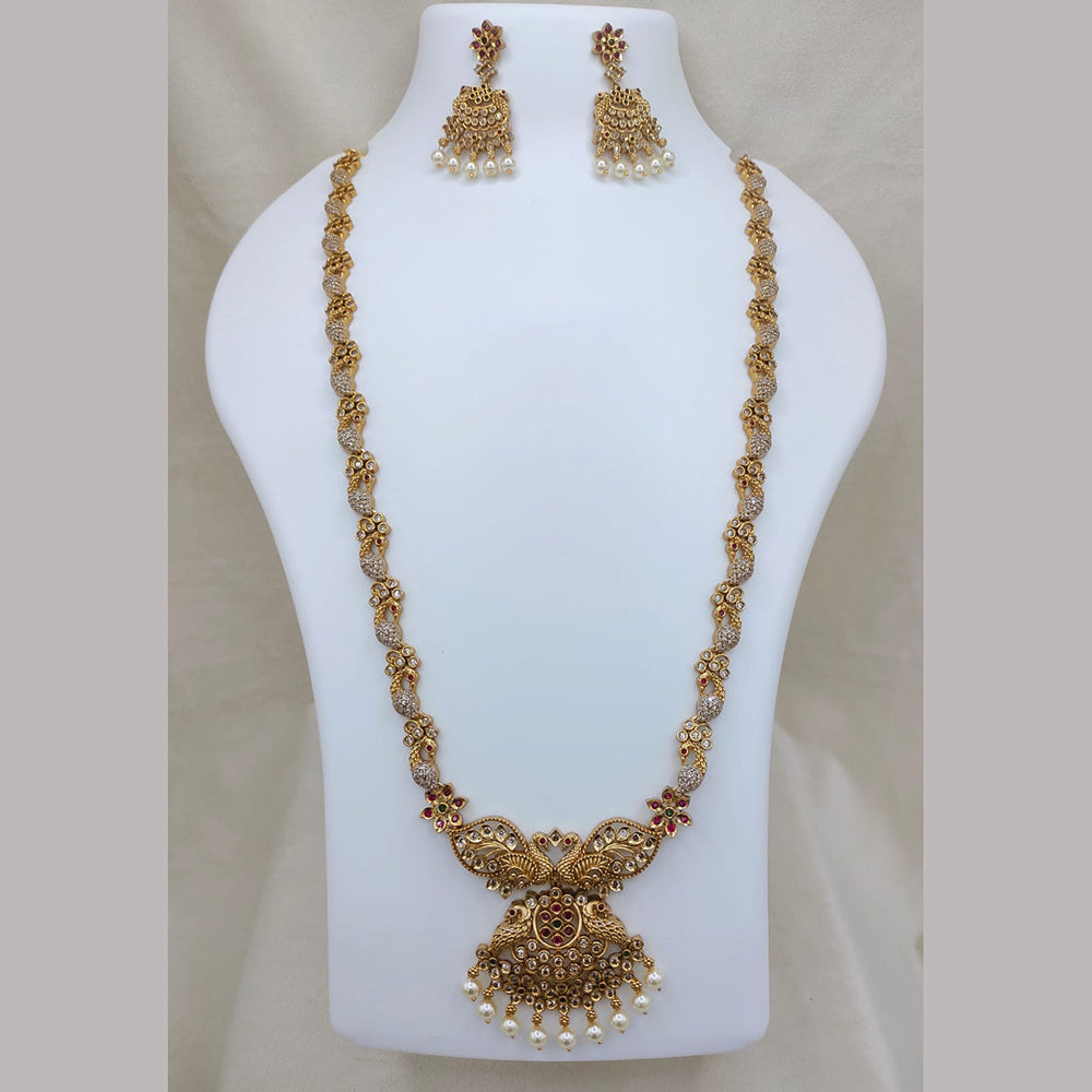 Lucentarts Jewellery Traditional Pota Stone And Pearl Designer Long Necklace Set