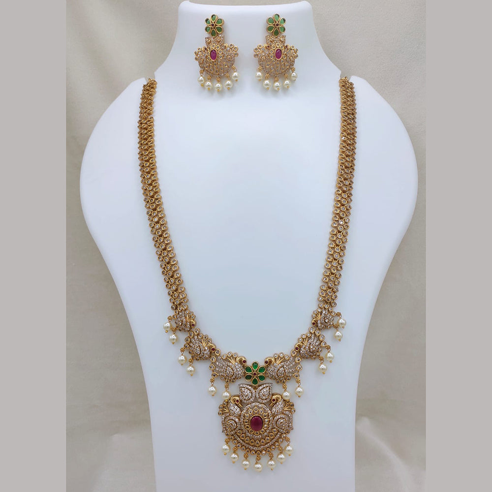 Lucentarts Jewellery Traditional Pota Stone And Pearl Designer Long Necklace Set