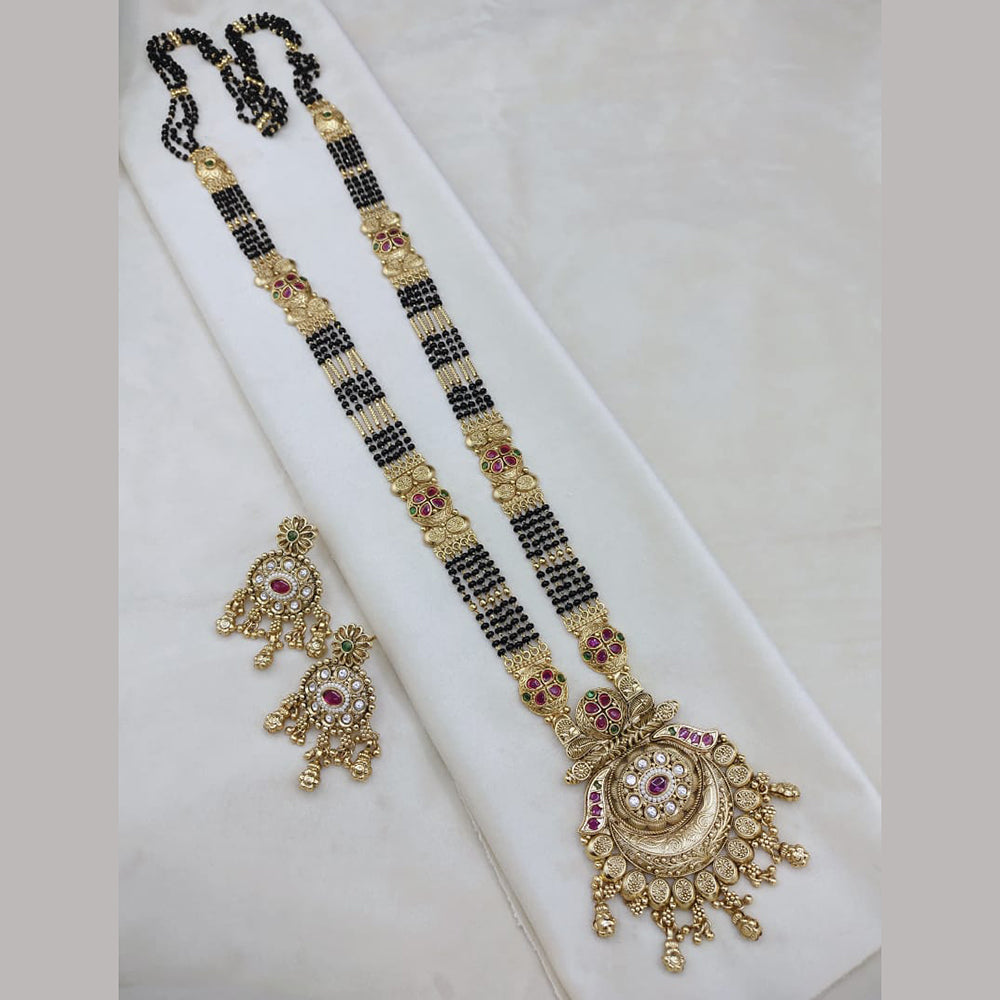 Lucentarts Jewellery Pota Stone Temple Black Beads Mangalsutra