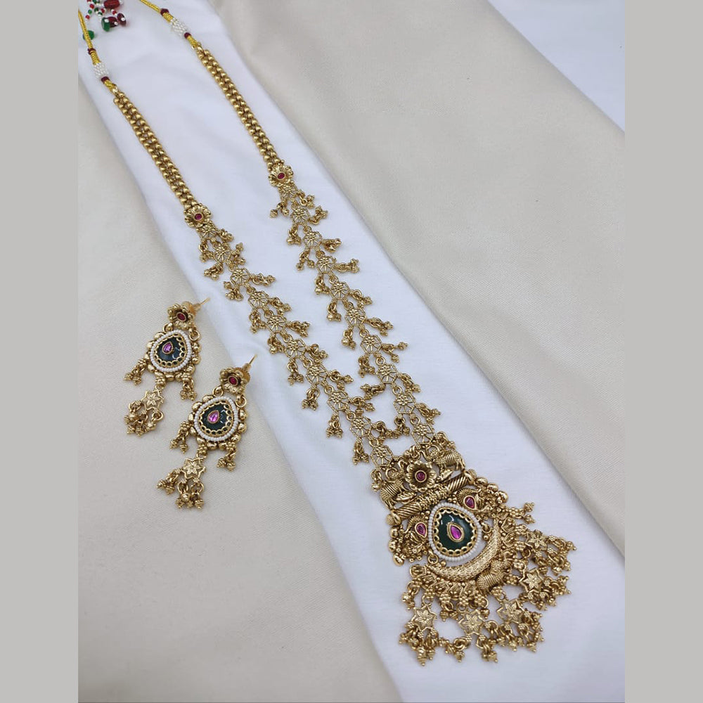 Lucentarts Jewellery Elegant Pota Stone And Pearl Long Necklace Set