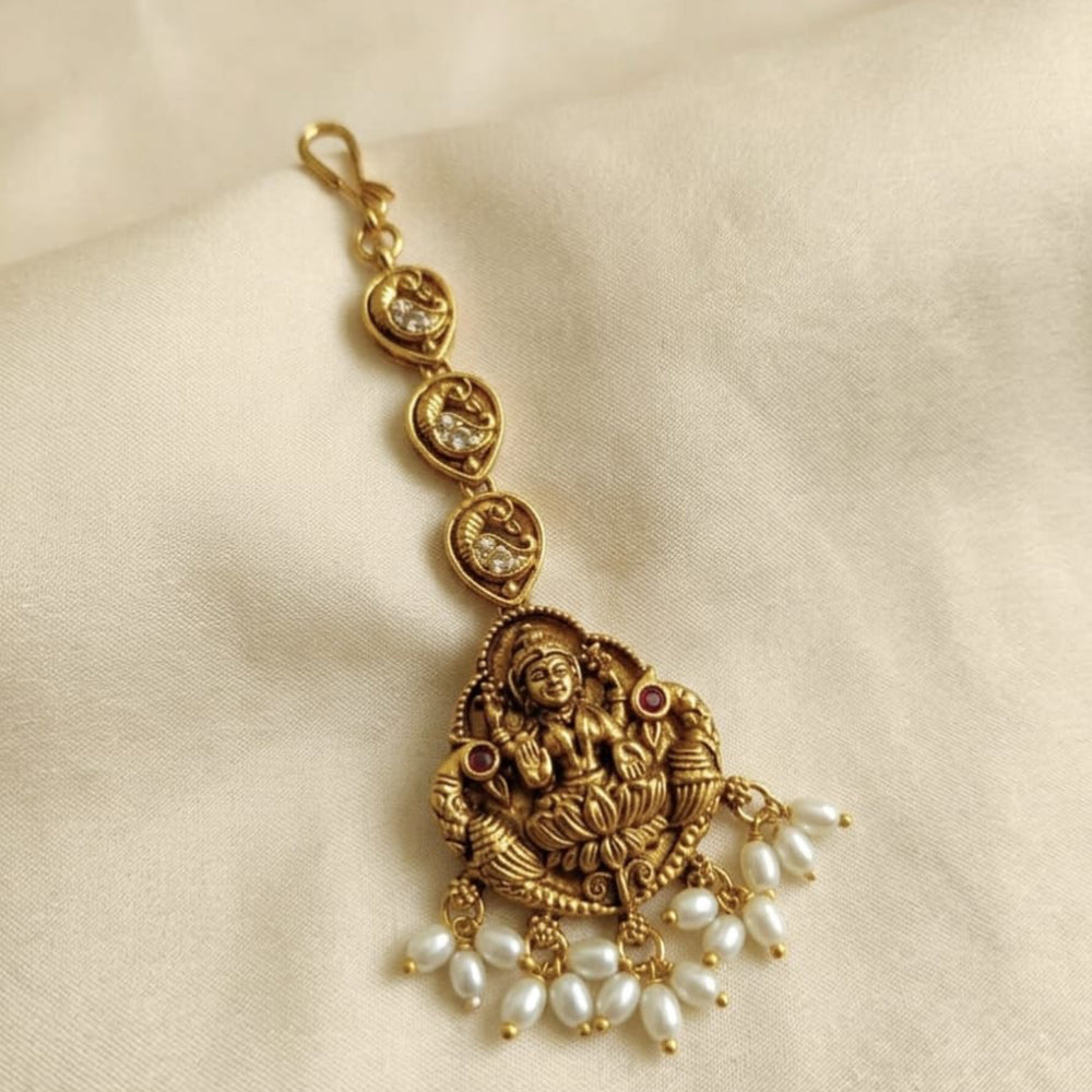 Lucentarts Jewellery Designer Pota Stone And Beads Temple Maangtikka