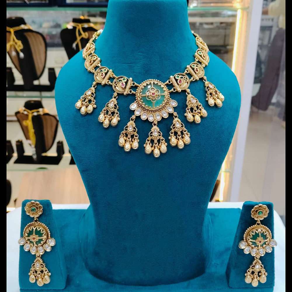 Lucentarts Jewellery Heritage Pota Stone And Pearl Necklace Set