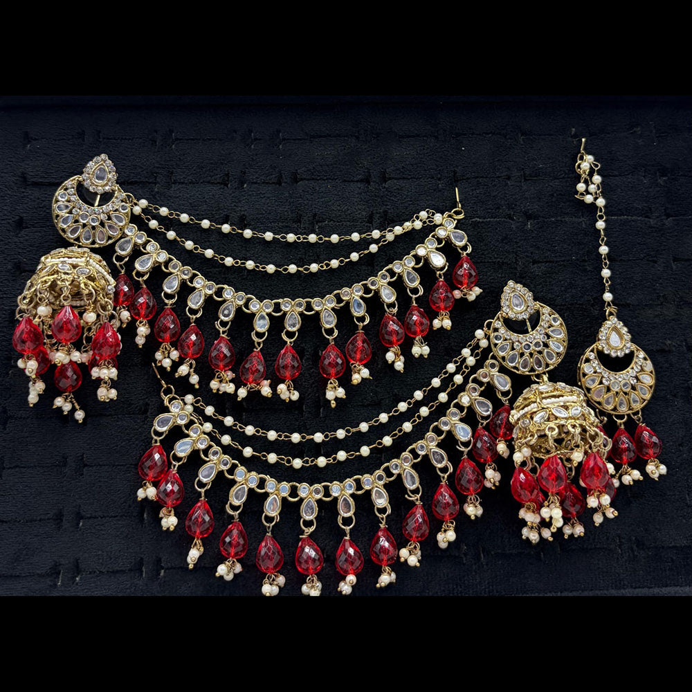 Lucentarts Jewellery Premium Austrian Stone And Mirror Jhumki With Maangtikka