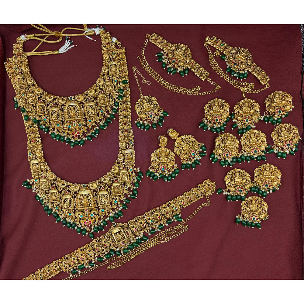 Lucentarts Jewellery Designer Pota Stone And Pearl Double Necklace Set