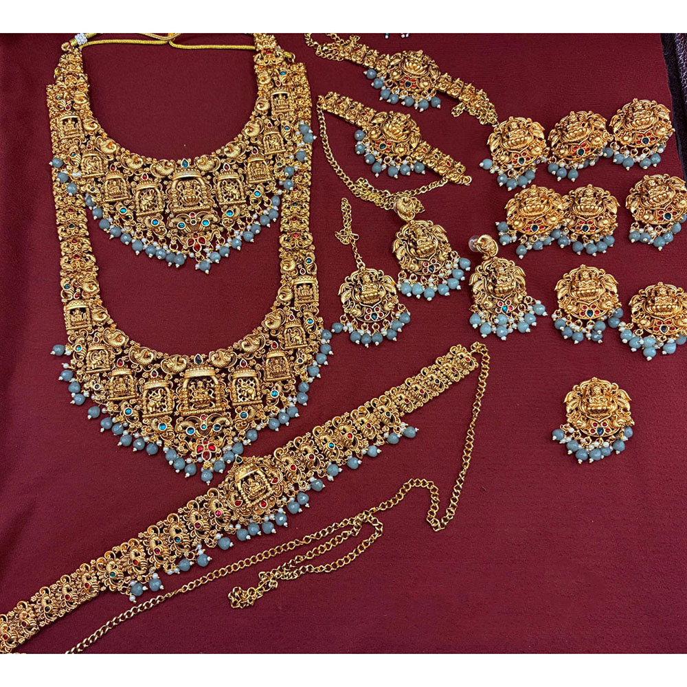 Lucentarts Jewellery Designer Pota Stone And Pearl Double Necklace Set