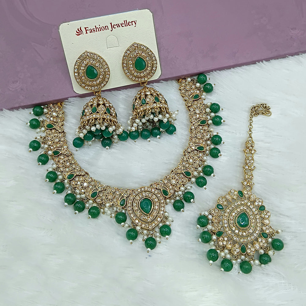 Lucentarts Jewellery Heritage Pota Stone Pearl And Beads Necklace Set