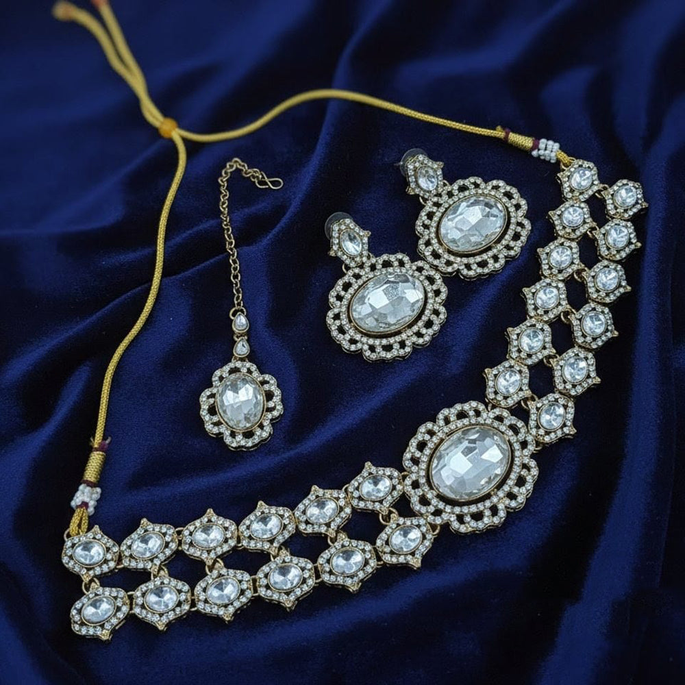 Lucentarts Jewellery Designer Crystal Stone Choker Necklace Set