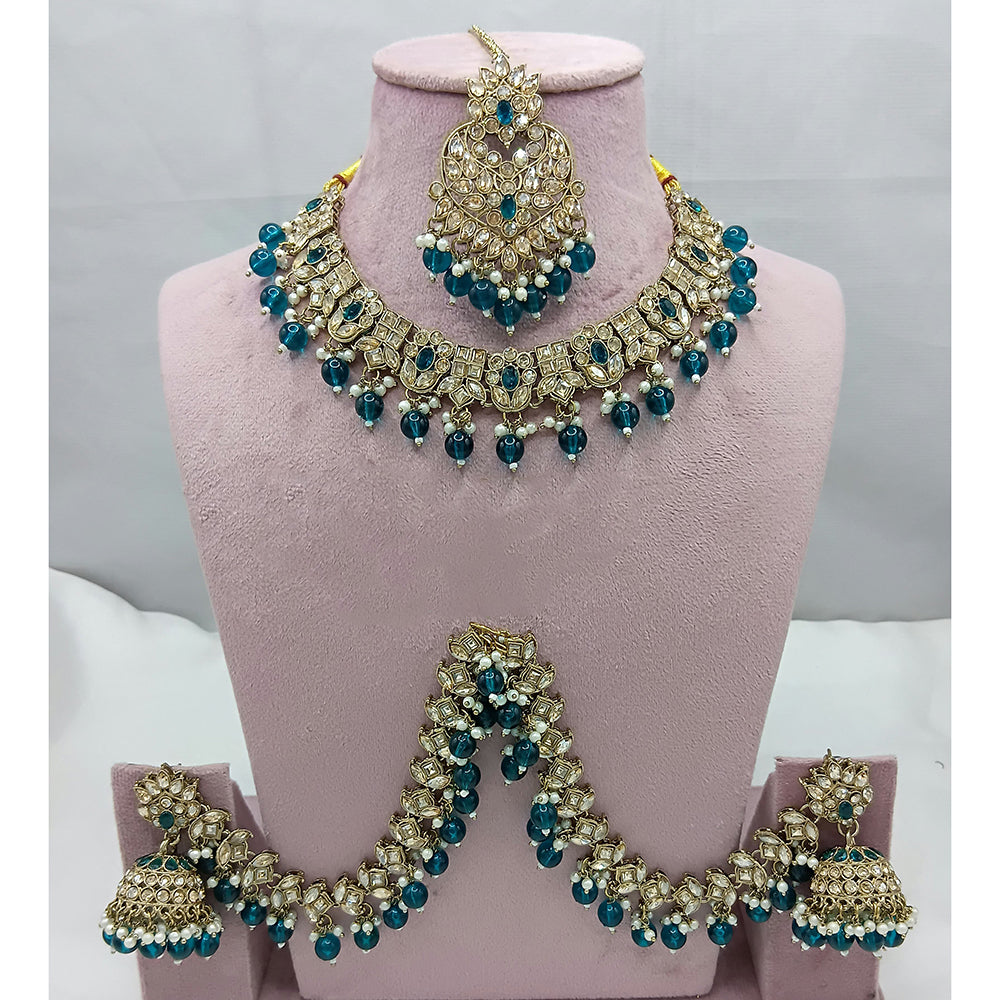 Lucentarts Jewellery Designer Crystal Stone Pearl And Beads Necklace Set