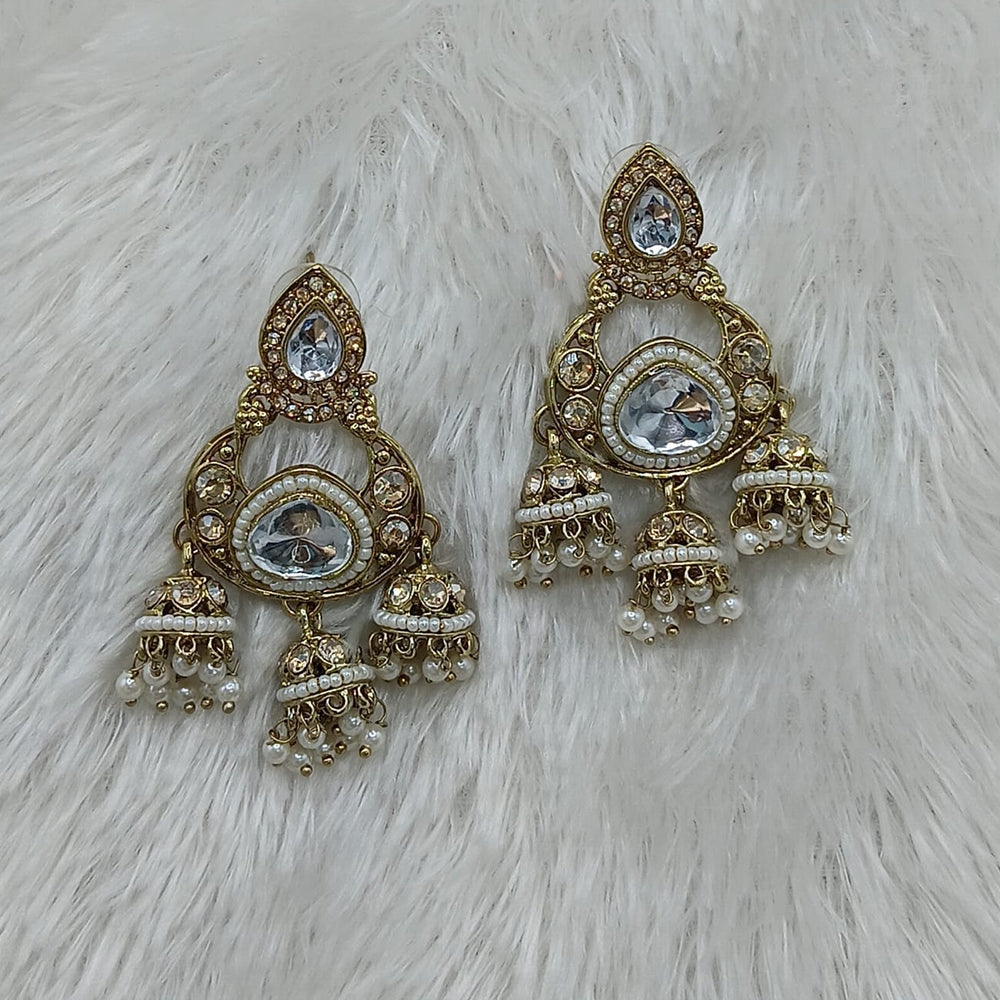 Lucentarts Jewellery Heritage Pota Stone And Pearl Dangler Earrings