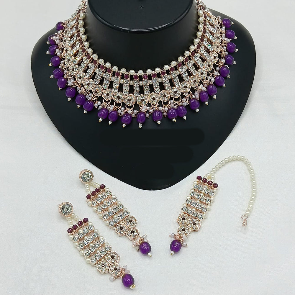 Lucentarts Jewellery Sparkle Austrian Stone Pearl And Beads Designer Choker Necklace Set