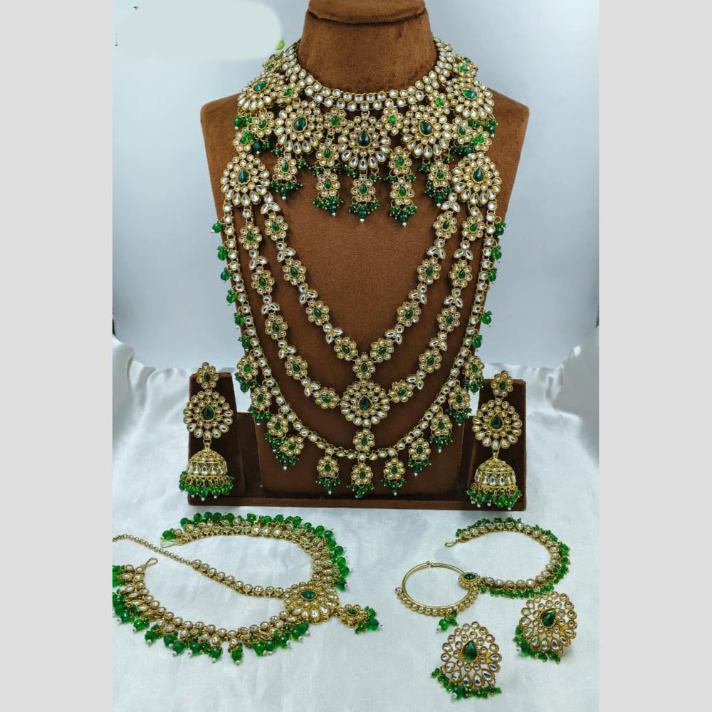 Lucentarts Jewellery Opulent Kundan Stone Pearl And Beads Bridal Jewellery Set