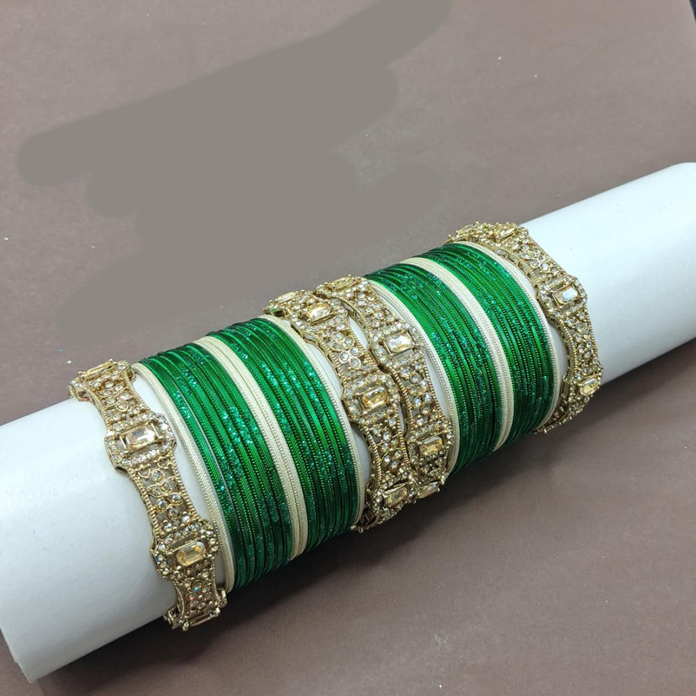 Lucentarts Jewellery Sparkling Crystal Stone Fancy Bangles Set for Wedding & Festive Wear