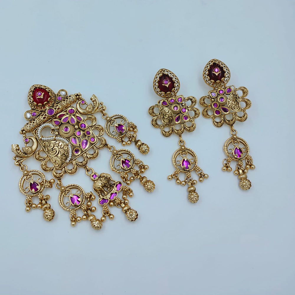 Lucentarts Jewellery Royal Pota Stone And Pearl Pendant Set