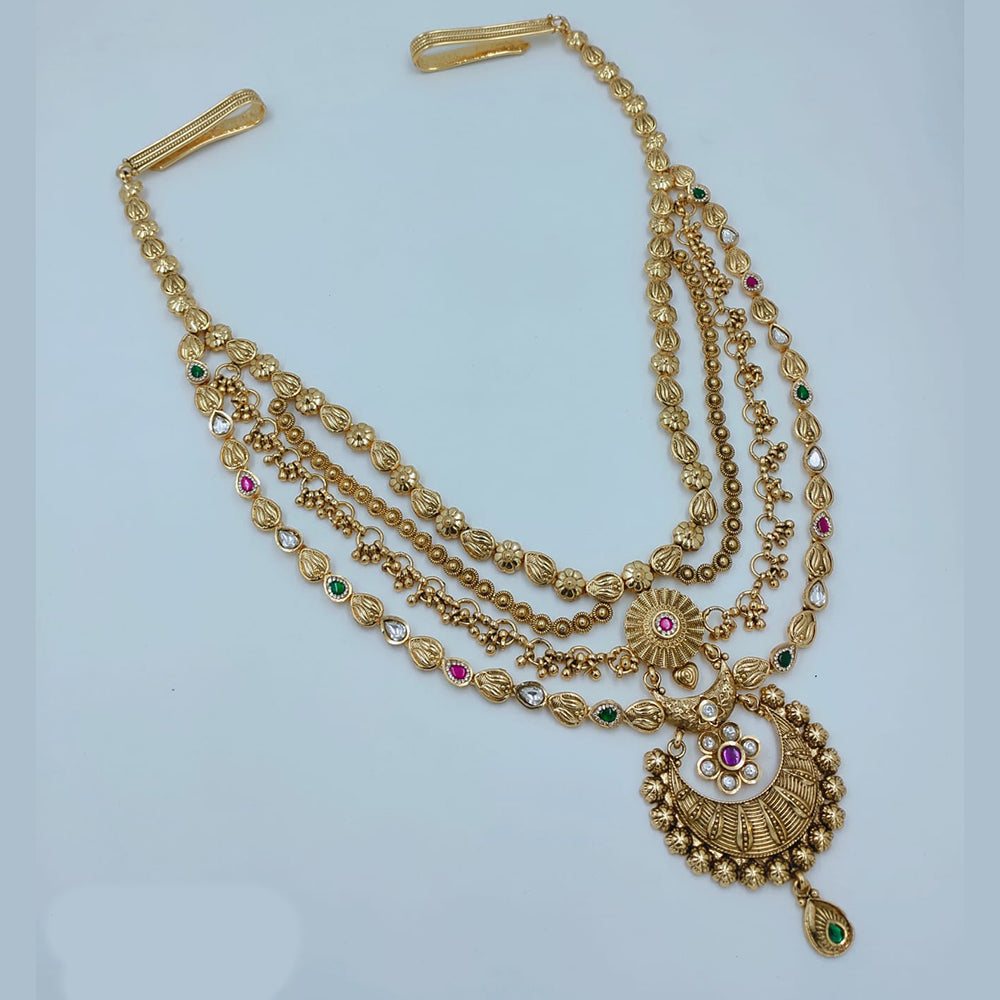Lucentarts Jewellery Traditional Pota Stone And Pearl Kamarband for Bridal & Festive Wear