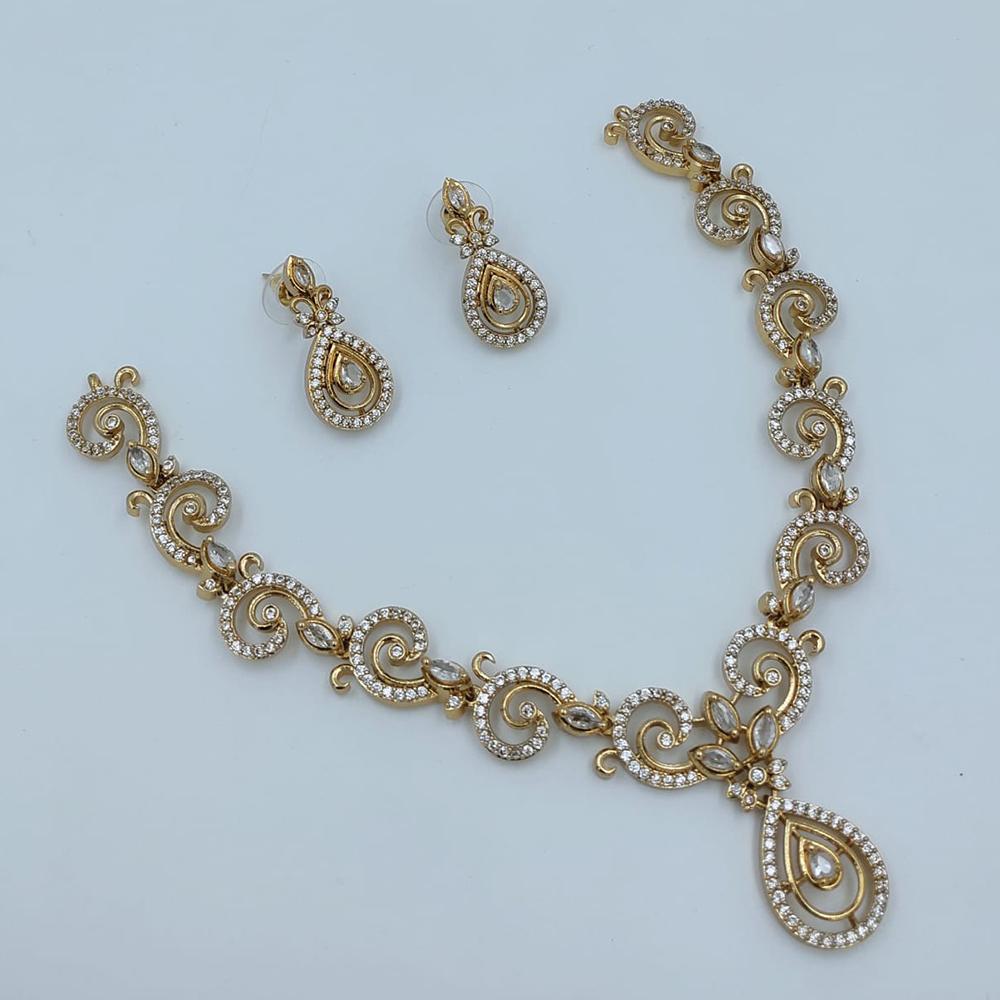 Lucentarts Jewellery Sparkling American Diamond Necklace Set for Women