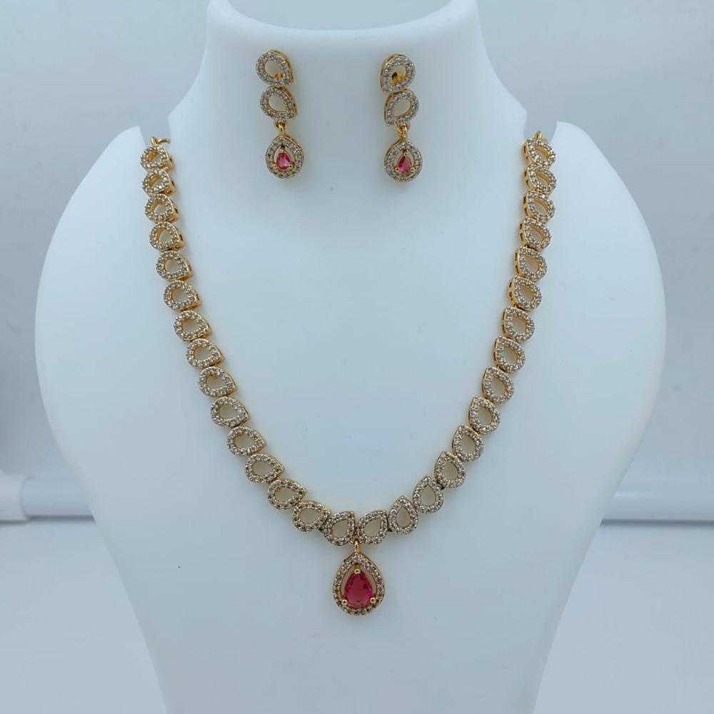 Lucentarts Jewellery Sparkling American Diamond Necklace Set for Women