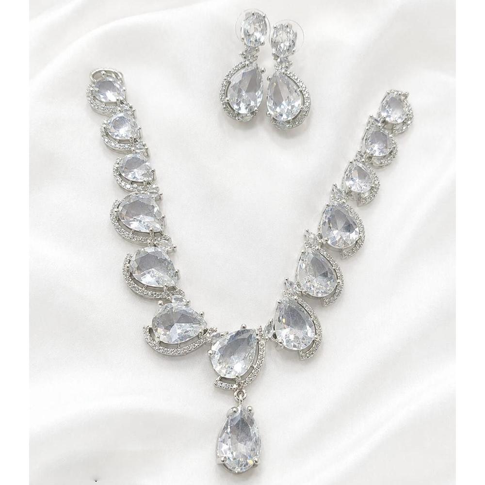 Lucentarts Jewellery Sparkling American Diamond Necklace Set for Women