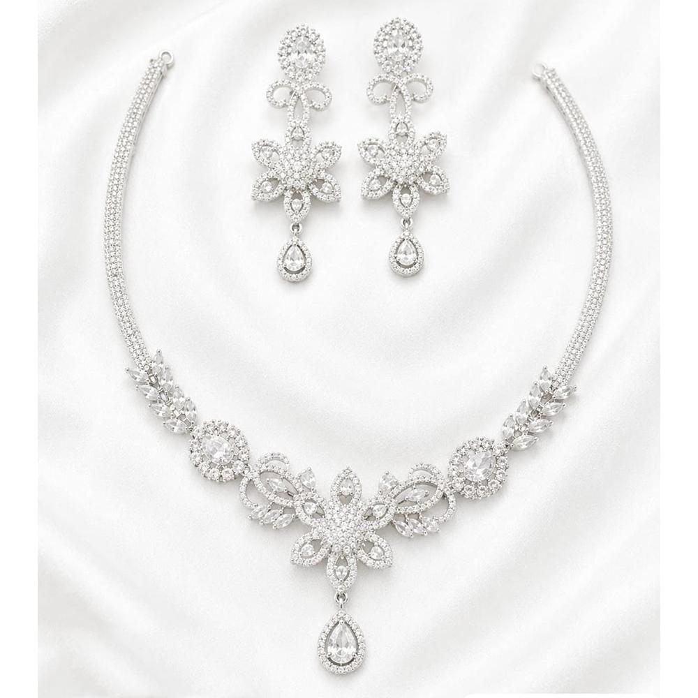 Lucentarts Jewellery Sparkling American Diamond Necklace Set for Women