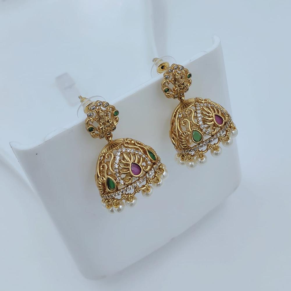 Lucentarts Jewellery Designer Pota Stone And Pearl Jhumki Earrings