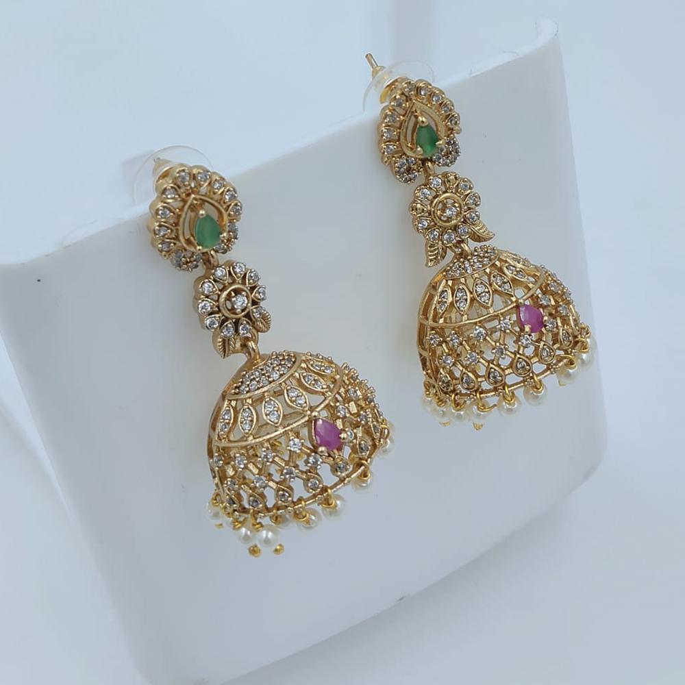 Lucentarts Jewellery Designer Pota Stone And Pearl Jhumki Earrings
