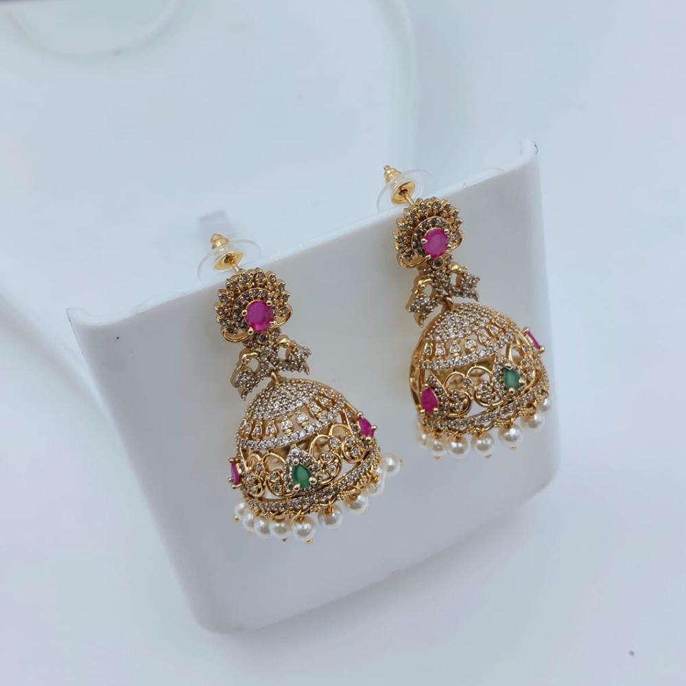 Lucentarts Jewellery Designer Pota Stone And Pearl Jhumki Earrings